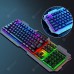 Iron Plate Luminous Wired Keyboard Mouse Headset Mouse Pad Four-piece Office Game 4-in-1 Kit