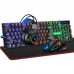 Luminous Keyboard Mouse Headset Mouse Pad Four-piece Kit Punk 104 Keys Keyboard Mouse Headset Kit