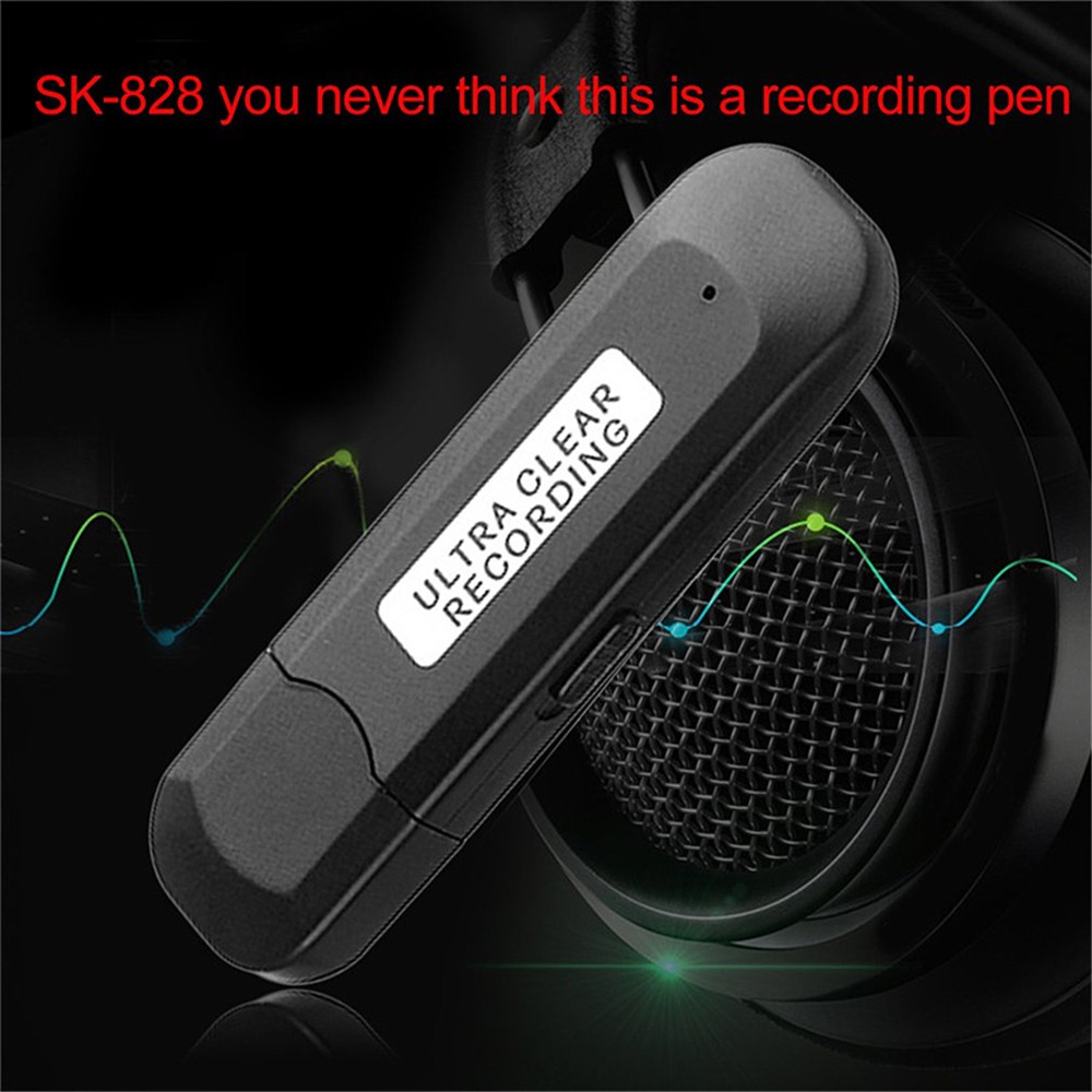 16G Recording Pen SK 828 Multifunctional Small Size Recorder Portable- Black 16GB