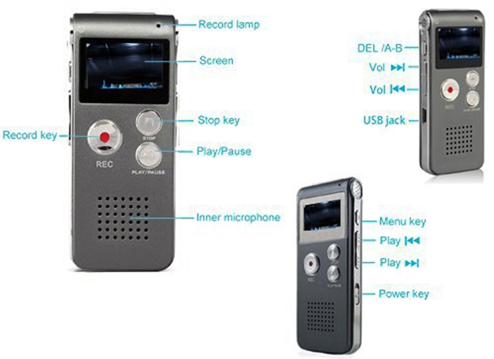 N28 Recorder Professional Hd Intelligent Digital Recorder MP3 Player- Silver 1+8GB