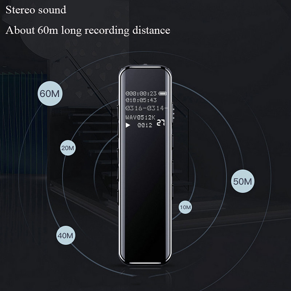 Hd Noise Reduction of 3 D Surface Bedding Face Screen Digital Voice Recorder- Black