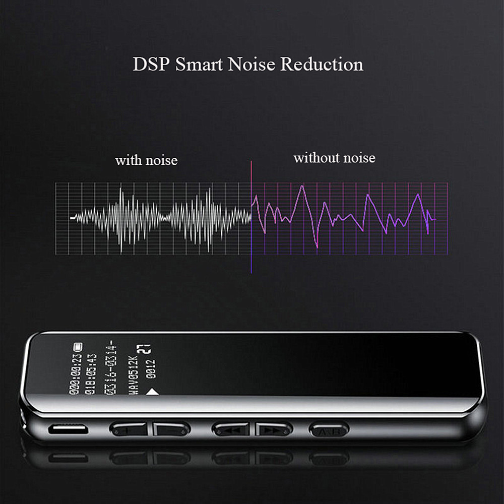 Hd Noise Reduction of 3 D Surface Bedding Face Screen Digital Voice Recorder- Black