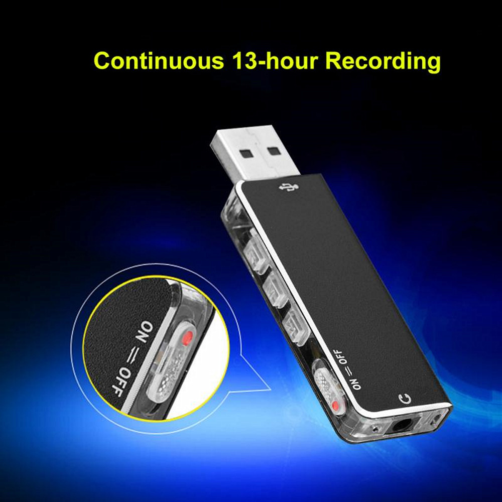 Mini Usb Recorder 13 Hours Alone Digital Voice Recorder- Black 1+8GB