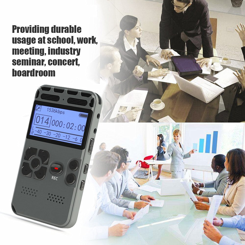 Hd Intelligent Digital Noise Reduction Meeting Recorder MP3 LED Display- Platinum 1+8GB