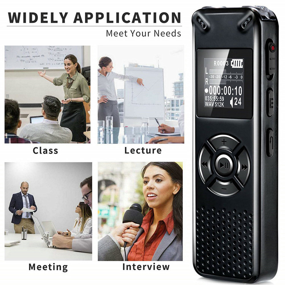 Hd Professional Intelligent Digital Voice Recorder Noise-Canceling MP3 Recorder- Black 1+8GB