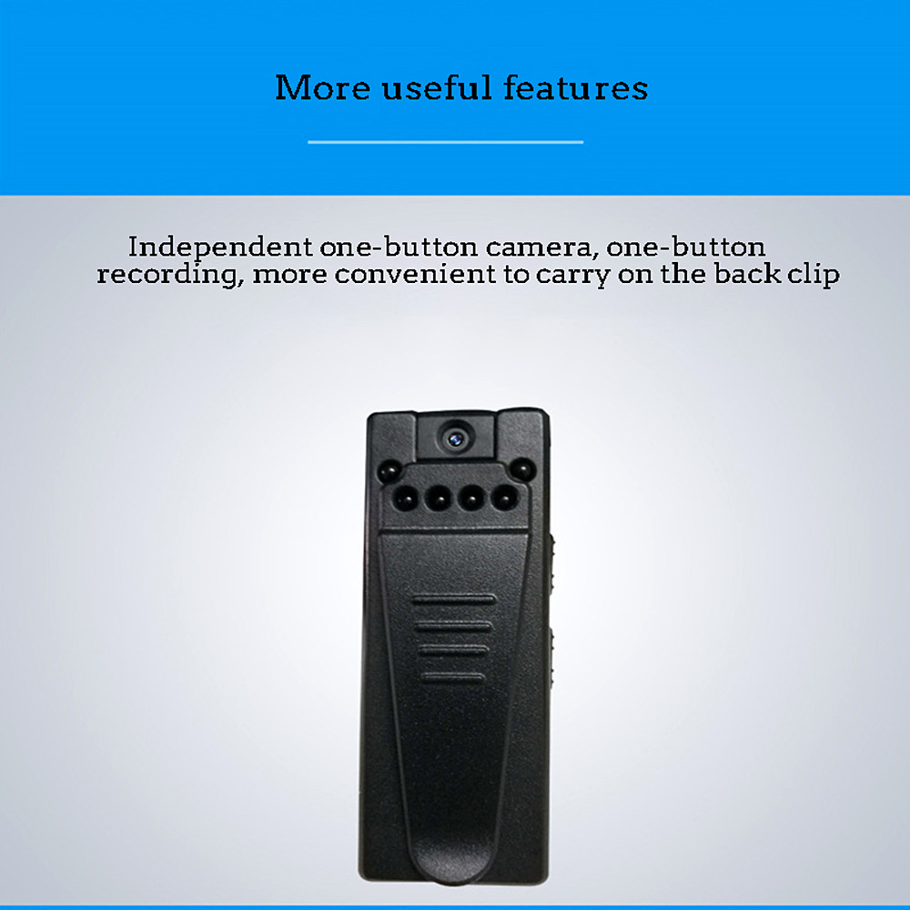 High-Definition Camera Rotate Back Clip Digital Voice Recorder- Black