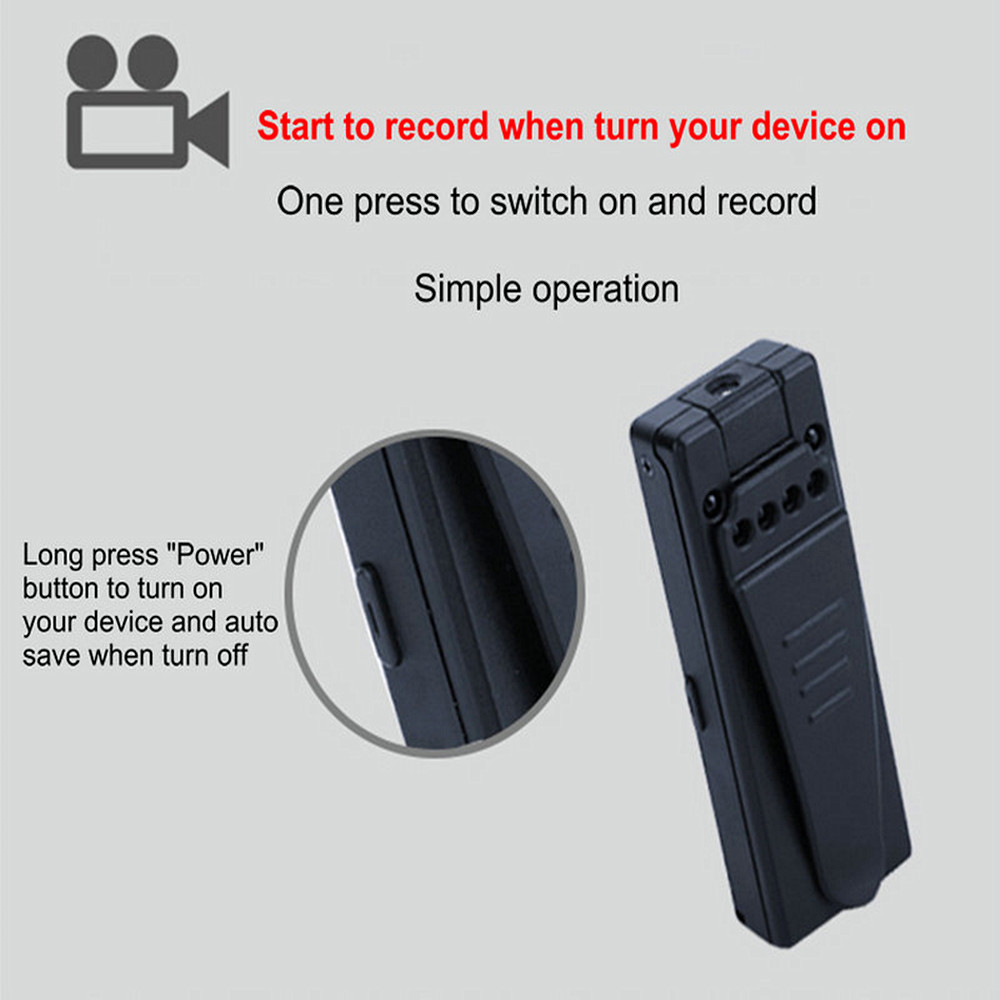 High-Definition Camera Rotate Back Clip Digital Voice Recorder- Black