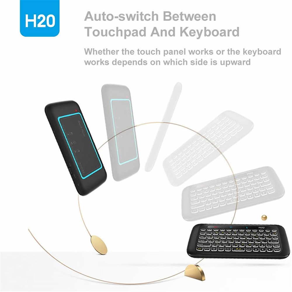 H20 Air Mouse Mini Backlight Keyboard Wireless Touchpad Mouse Colorful Breathing Lamp - Black