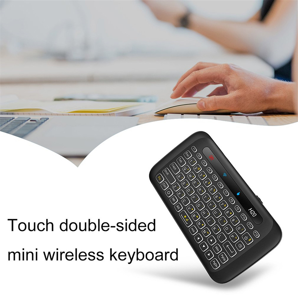 H20 Air Mouse Mini Backlight Keyboard Wireless Touchpad Mouse Colorful Breathing Lamp - Black