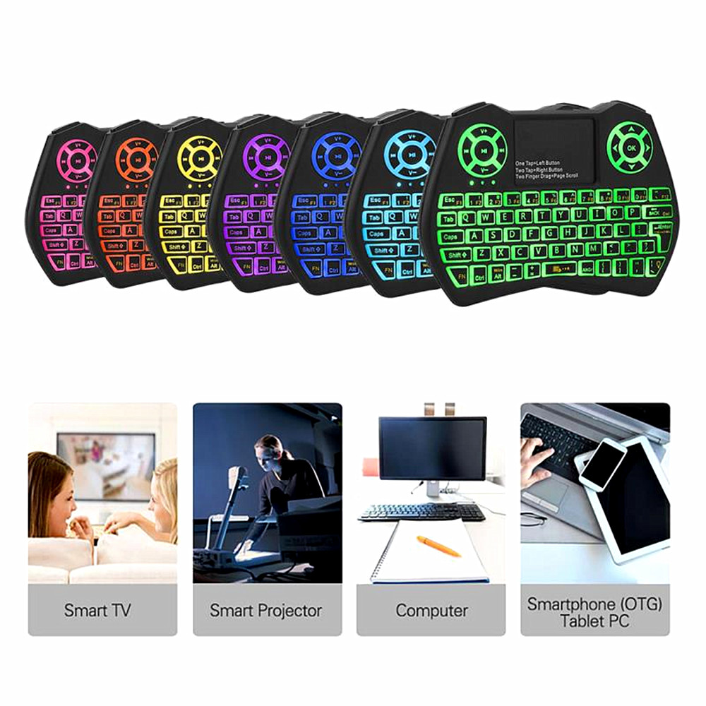 Wireless Keyboard Support Multilingual Flying Squirrels Mini Seven Dazzle Colour - Black