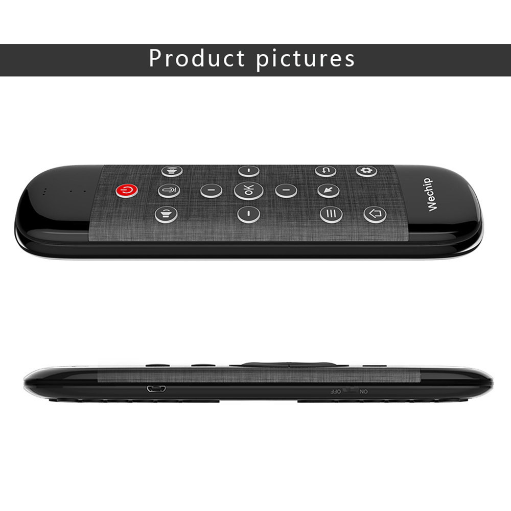 W2PRO Air Mouse Remote Control Keyboard Backlight Google Voice Gyroscope Touchpad Mouse - Black