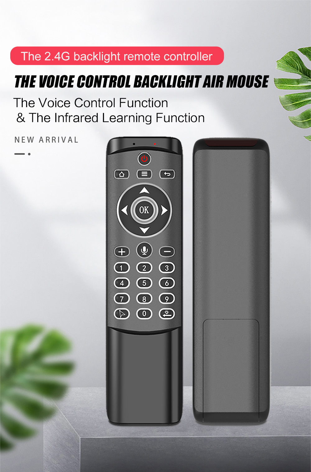 MT1 Wireless Voice Control Remote Control 2.4G Air Mouse - Black