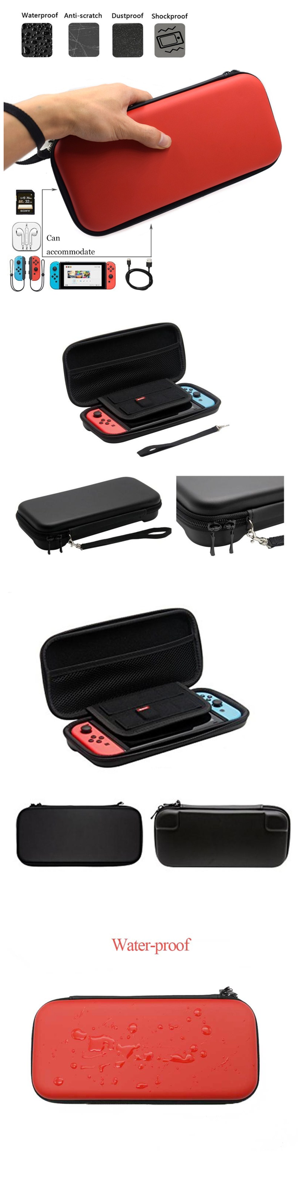 Storage Bag + Screen Tempered Glass Film + Thumb Stick Caps for Nintendo Switch