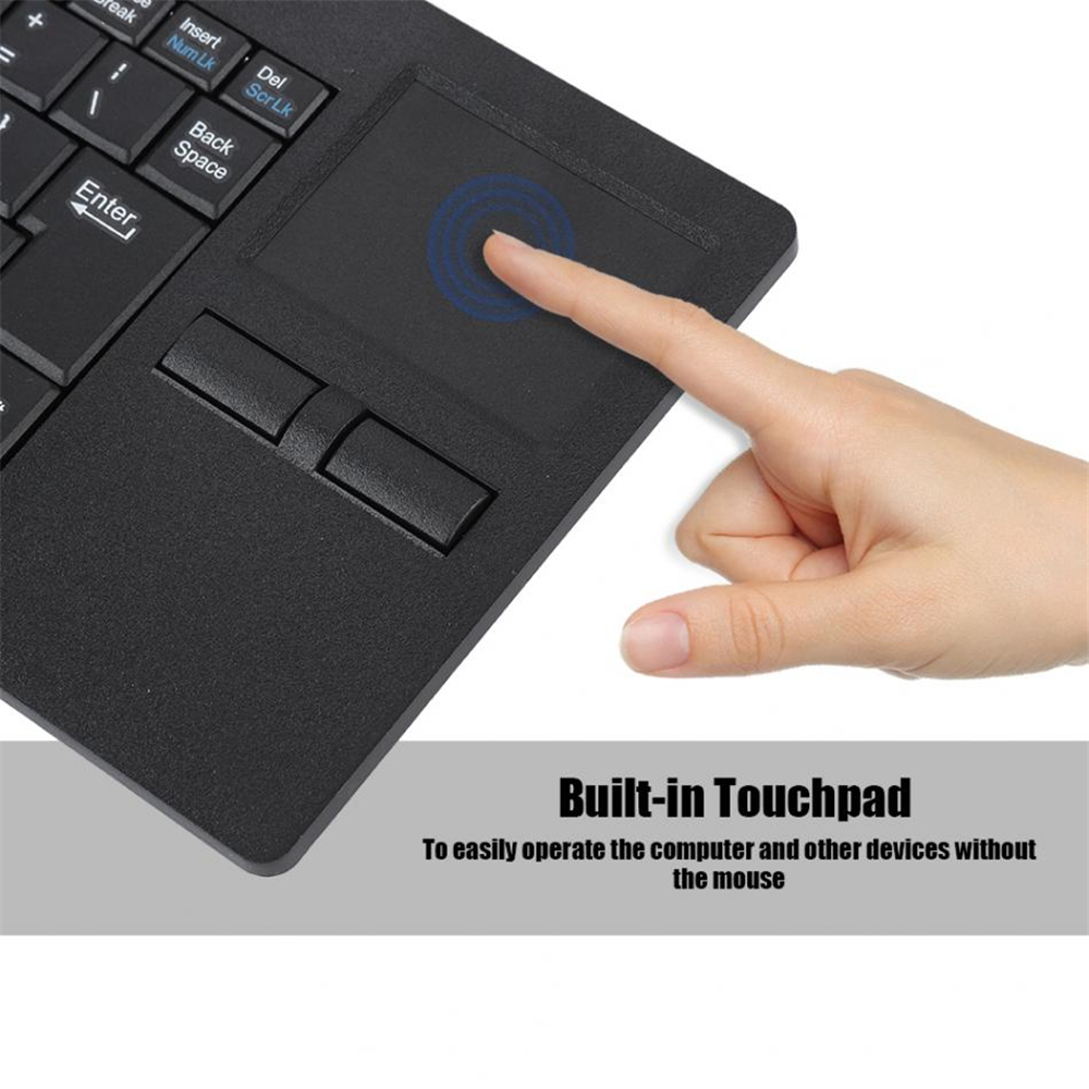 Wired USB Ultra-thin Mute Built-in HUB Mini Business Office Keyboard with Touchpad- Black