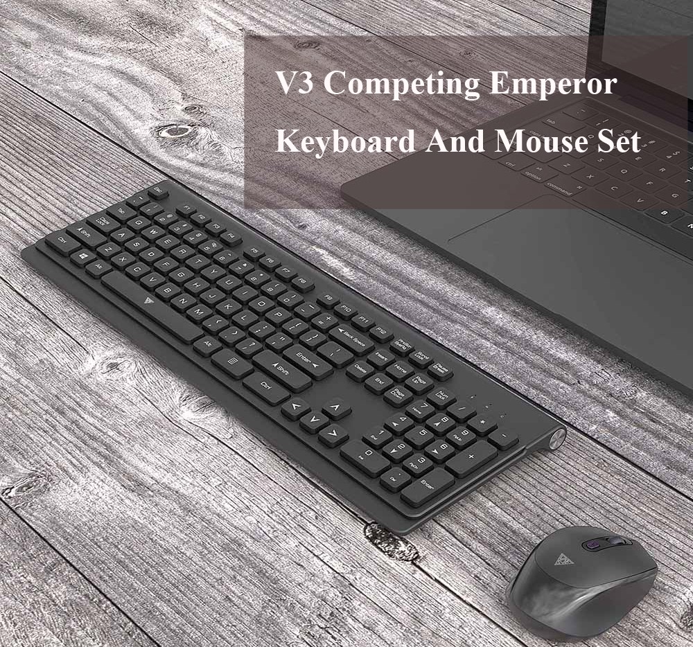 V3 Competing Emperor Keyboard And Mouse Set Wireless 2.4G For Home Office Use Ultra-Thin - Black