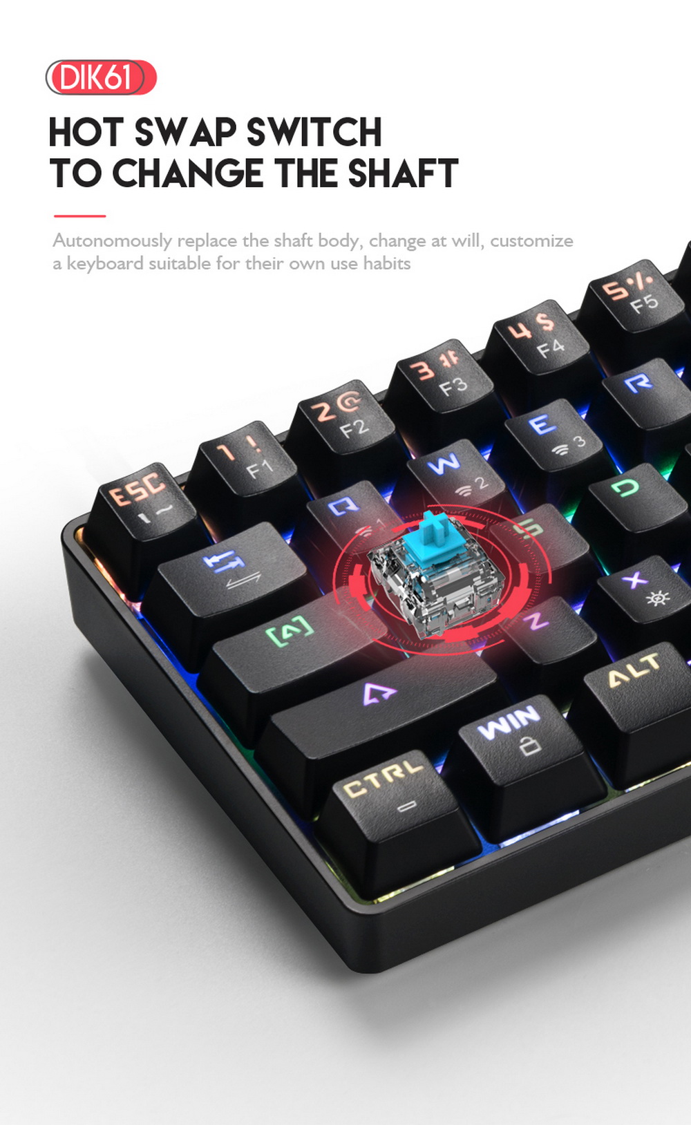 DIK61 Mechanical Keyboard - Black