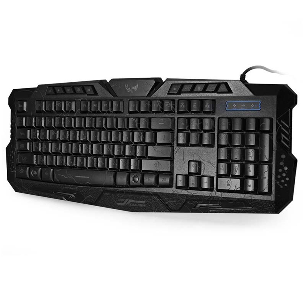 Tri-Color Backlit Computer Gaming USB Powered Full N-Key Game Keyboard - Black