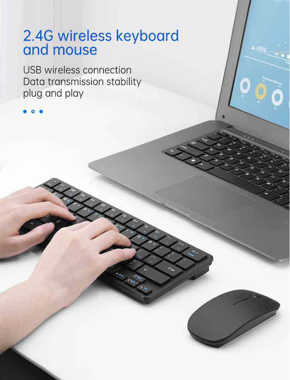 Wireless Keyboard and Mouse Set - Black