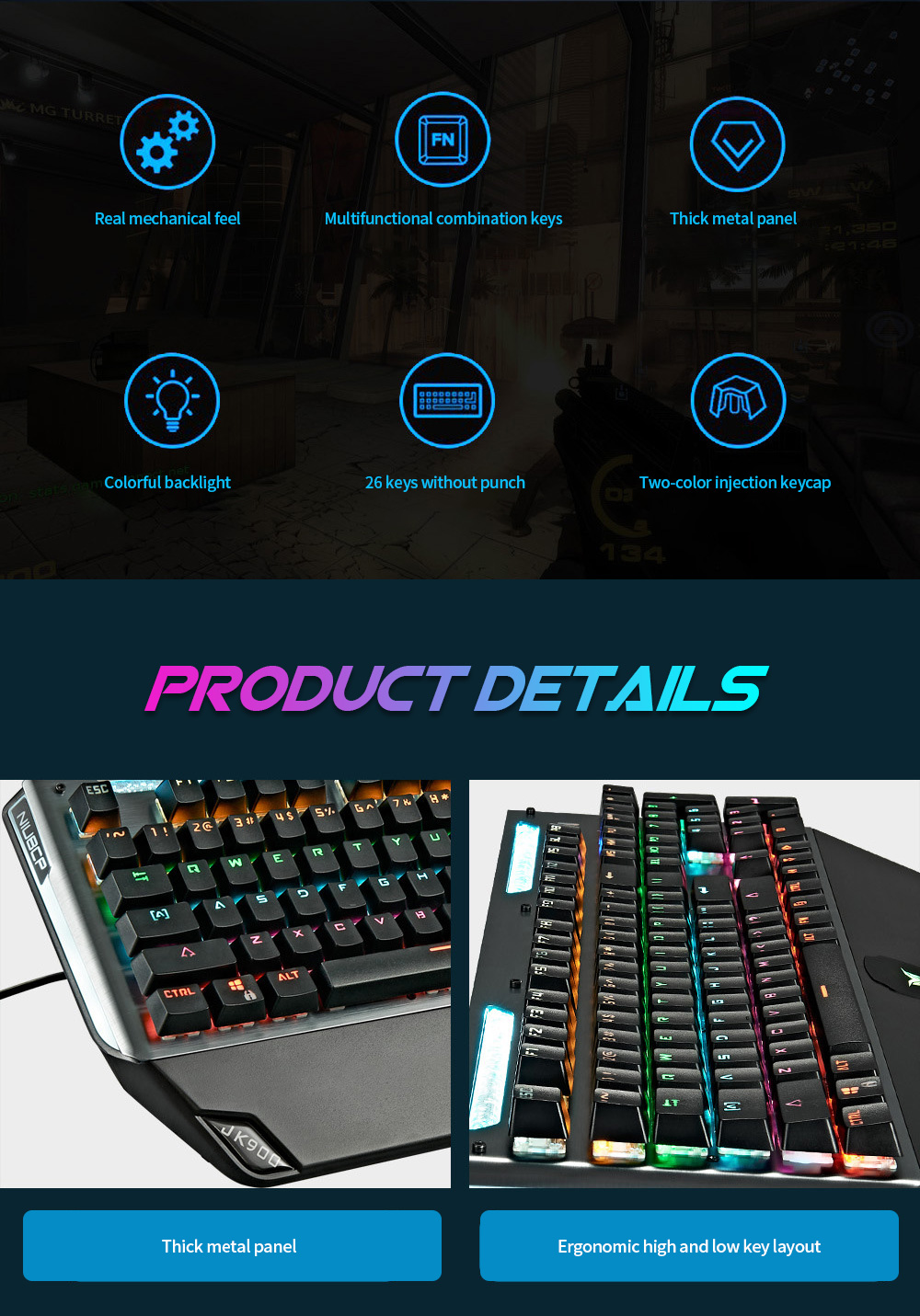 Professional Gaming Mechanical Keyboard features